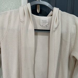Beige Hooded open cardigan